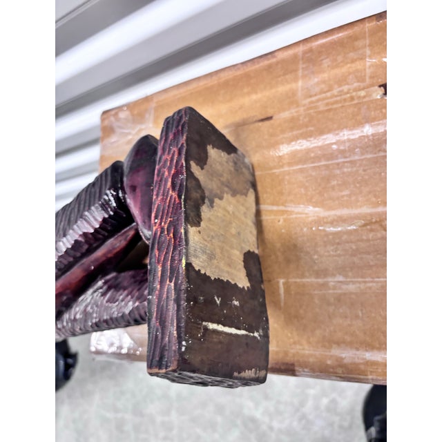 1990s Vintage Hand-Carved Wooden African Tribal Figurine Depicting a Man Playing a Drum, Crafted From Dense Hardwoods Like Ebony For Sale - Image 5 of 12