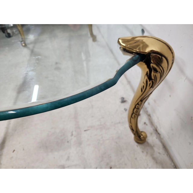 Brass Vintage French Provincial Coffee Table Brass & Glass by Chapman For Sale - Image 8 of 12