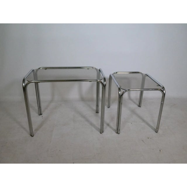 Silver Mid-Century Chrome and Glass Nesting Tables, 1970s, Set of 2 For Sale - Image 8 of 8