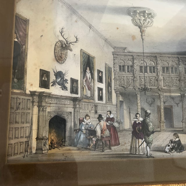 1840s Framed Hand Colored Antique Lithographs of English Interiors by Joseph Nash - A Pair For Sale In New York - Image 6 of 11