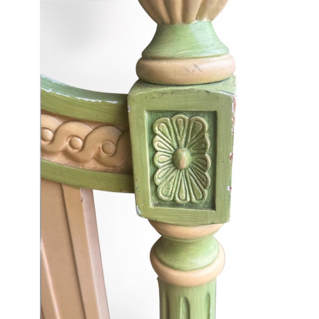 Wood Vintage French Provincial Hand Painted Cottage Bed For Sale - Image 7 of 8