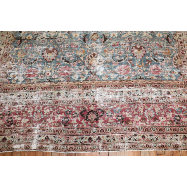 Red Antique Zabihi Collection Worn Persian Meshed Rug For Sale - Image 8 of 12
