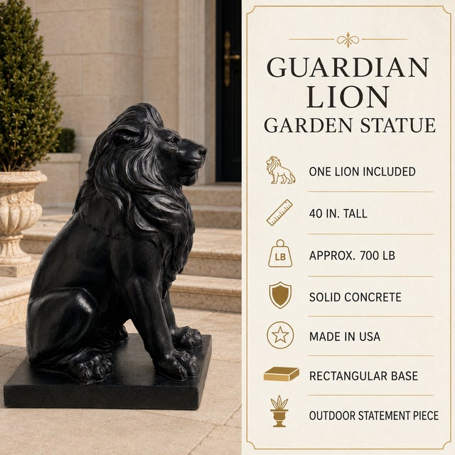 Mid-Century Modern Cast Stone Guardian Lion Garden Sculpture. For Sale - Image 3 of 5