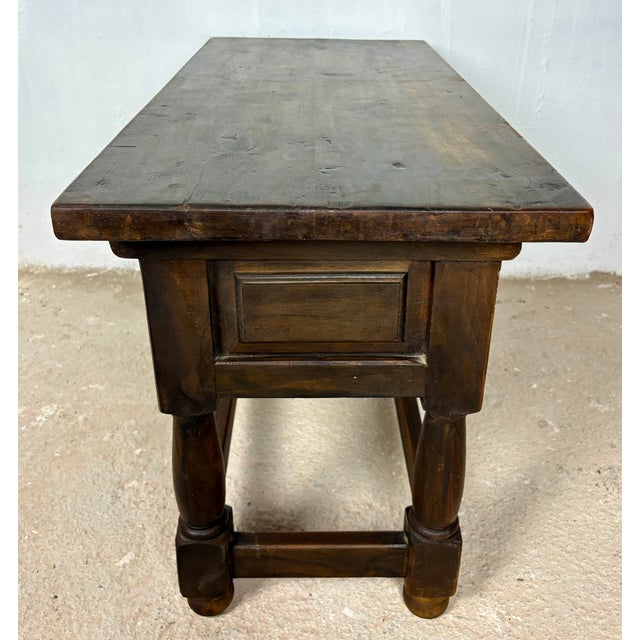 Antique Spanish Rustic Oak Side Tables with Drawers, 1900s, Set of 2 For Sale - Image 10 of 14