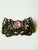 Antique Art Nouveau sash pin with pink center stone. Metal appears to be brass. Nice patina and lovely scrolling floral...