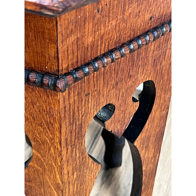 Antique Arts & Crafts Small Oak Occasional Table C. 1910 For Sale - Image 4 of 6