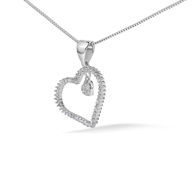 Haus of Brilliance 925 Sterling Silver 1/3ct TDW Diamond Heart Pendant Necklace For Sale - Image 4 of 4