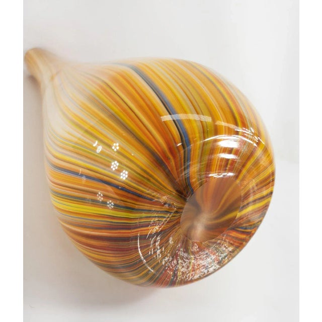 Mid-Century Brightly Colored Orange and Yellow Art Glass Vase For Sale - Image 9 of 10