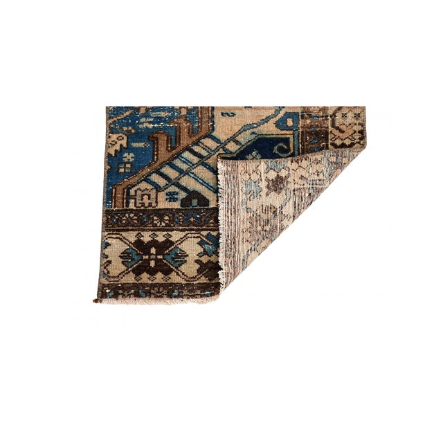 Mid-Century Modern Decorative Antique Mini Rug Fragment - 1`10″ X 3`2″ For Sale - Image 3 of 3