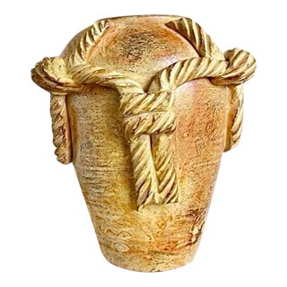 Antique/Vintage Southwestern Terracotta Pottery Vase With Sculpted Rope Design For Sale
