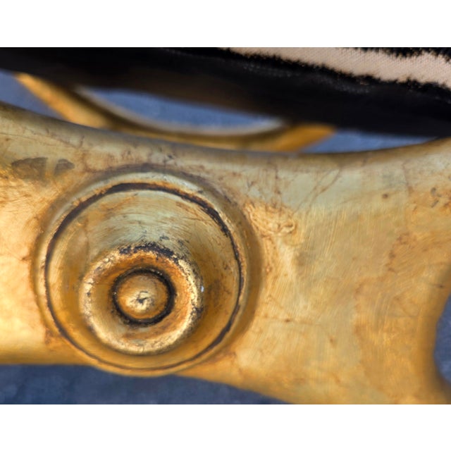 Egyptian Revival Gilded Horse-Head Curule Chair With Zebra Upholstery, Italy, 1970s–1980s For Sale In Washington DC - Image 6 of 10