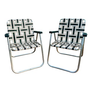 Vintage Rio Backyard Collection Aluminum Webbed Patio Chairs, Pair For Sale