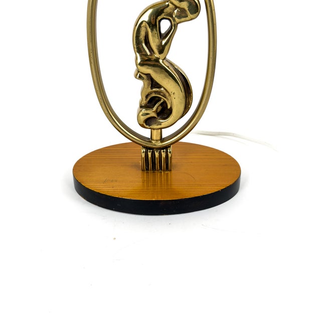 Art Deco Sculptural Brass Table Lamp with Female Figure, Sweden, 1940s For Sale - Image 3 of 9