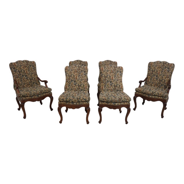 Set of 6 French Louis XV Style Tapestry Dining Room Chairs For Sale