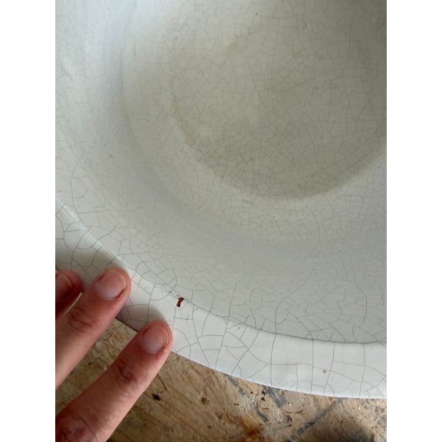 Oversized White Stoneware Cachepot With Handles For Sale - Image 6 of 8
