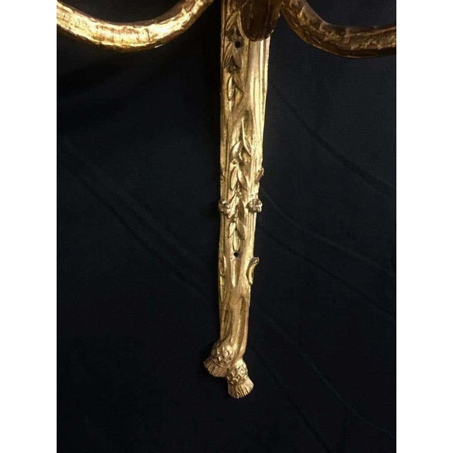 Textile 18th Century Rococo Giltwood Three-Light Wall Sconces For Sale - Image 7 of 11