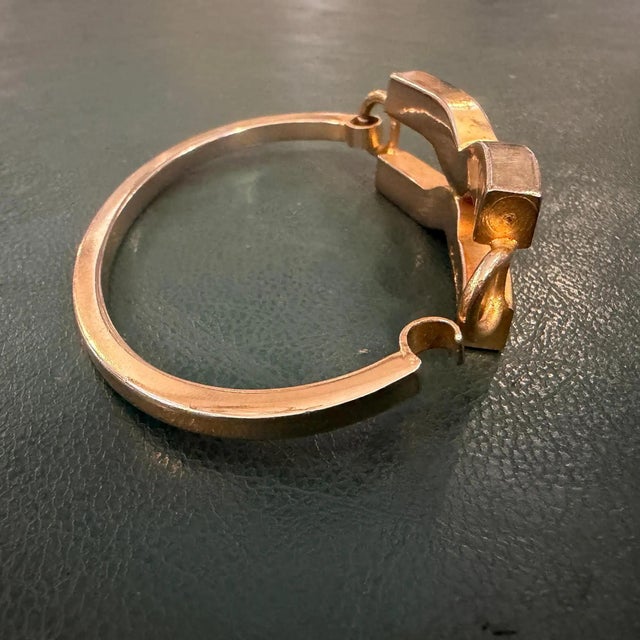 1970s 1980s Pierre Cardin Signed Gilt Metal French Bracelet For Sale - Image 5 of 12