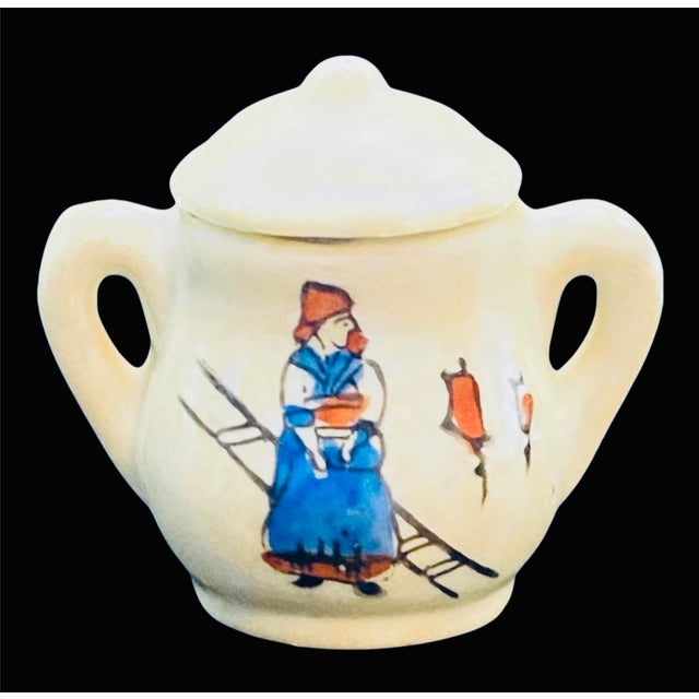 Vintage Japan Childrens Mini Lusterware Tea Set Dutch Boy Girl Pearlescent Toy For Sale - Image 9 of 12