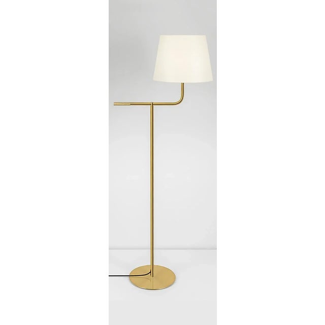 Art Deco Brushed Brass Point Floor Light For Sale - Image 3 of 4