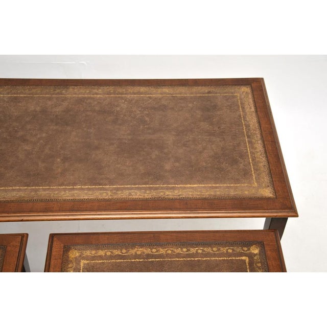 Antique Edwardian Nesting Tables with Leather Top, 1900, Set of 3 For Sale - Image 10 of 11