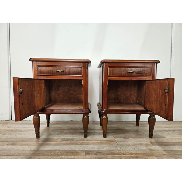 Art Deco Bedside Tables with Mirrored Top, 1950, Set of 2 For Sale - Image 12 of 17