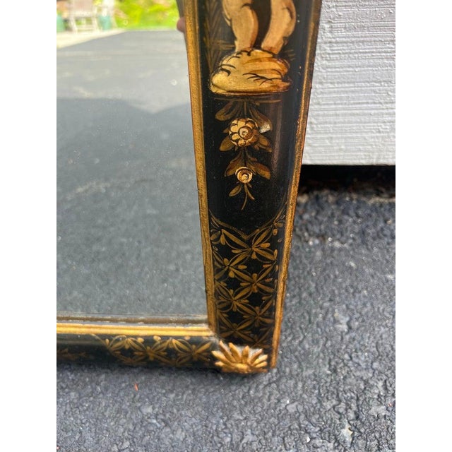 Elegant Chinoiserie Black and Gold Mirror For Sale - Image 16 of 18