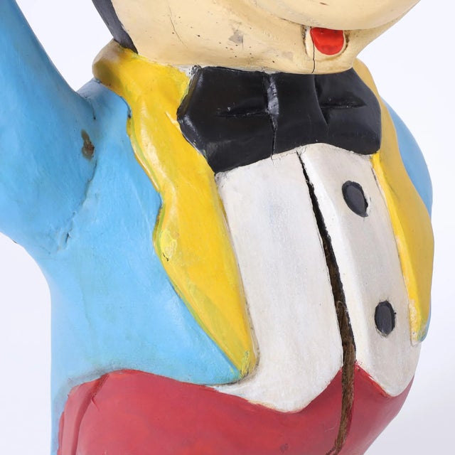 Wood Mickey Mouse Vintage Wood Sculpture For Sale - Image 7 of 8