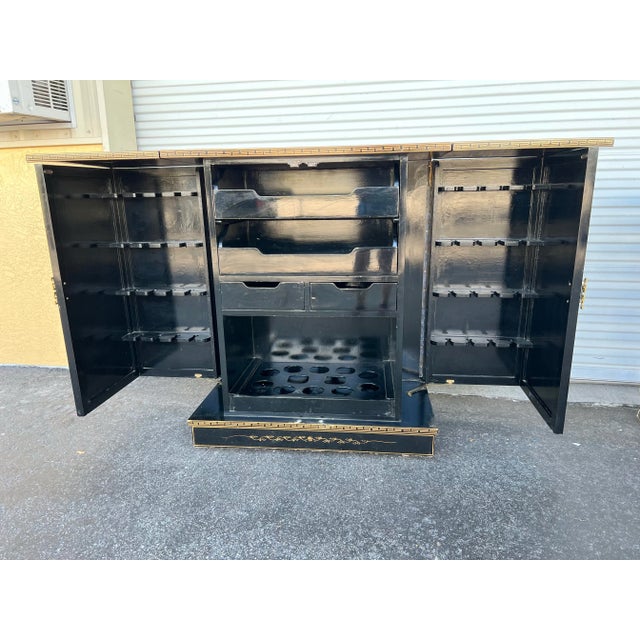 Mid-Century Modern Mid Century Asian Folding Bar Cart & Cabinet For Sale - Image 3 of 12
