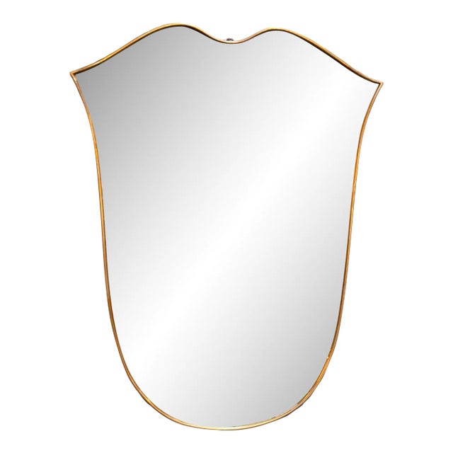 Vintage Italian Curvilinear Brass Wall Mirror 1980s For Sale