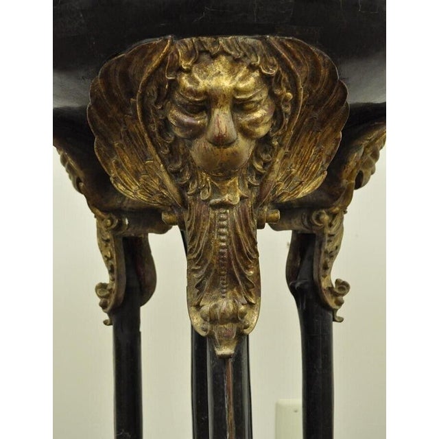 Early 20th Century French Empire Style Tessellated Stone Marble Pedestal Stand Planter With Lions For Sale - Image 4 of 12