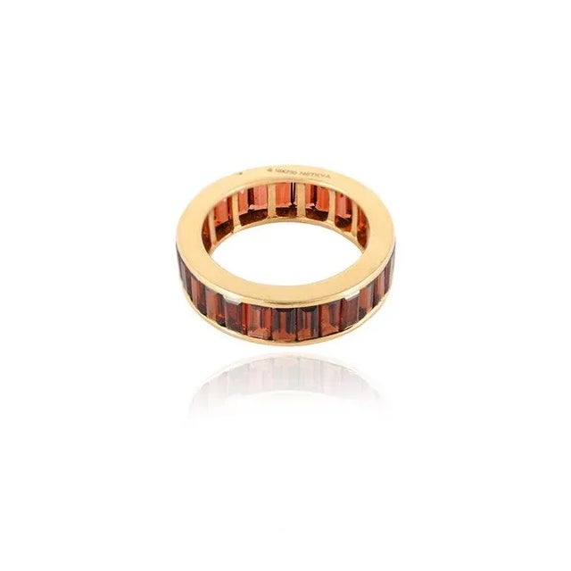7.3 Ct Garnet Gemstone Stacking Eternity Band Ring 18k Solid Yellow Gold Size 7 (All Sizes Available) For Sale - Image 4 of 7