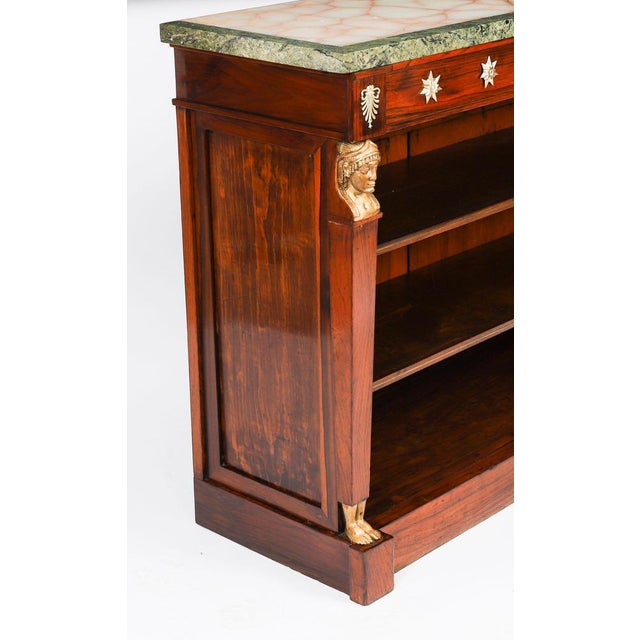 Stone Antique Mid-19th Century Empire French Marble Top Open Bookcase For Sale - Image 7 of 18