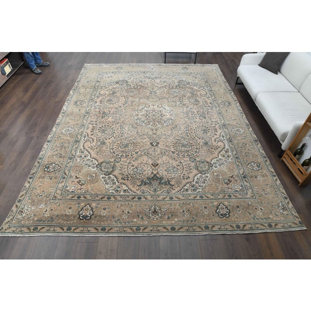 Persian 1970s Vintage Persian Handmade Wool Cotton Beige Area Rug For Sale - Image 3 of 11