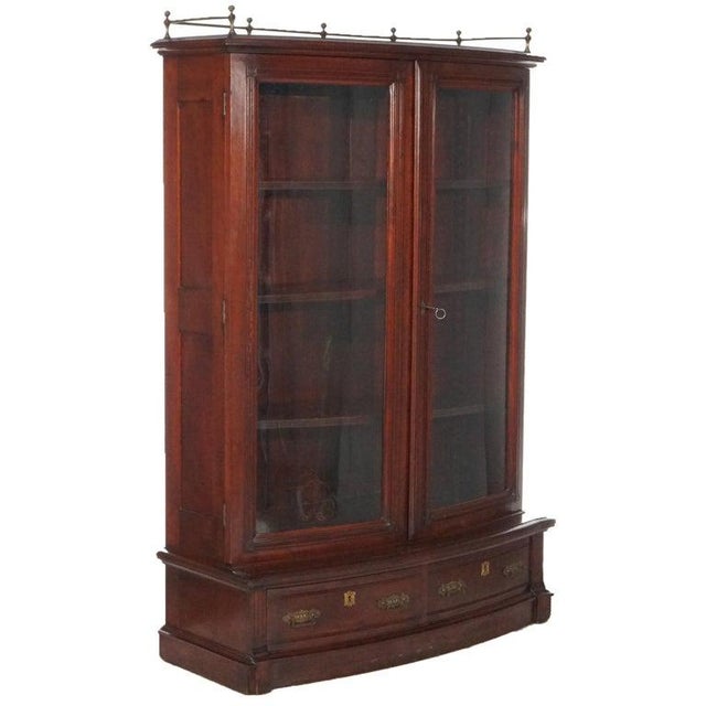 Wood Rj Horner Mahogany Bow Front Bookcase Circa 1890 For Sale - Image 7 of 18