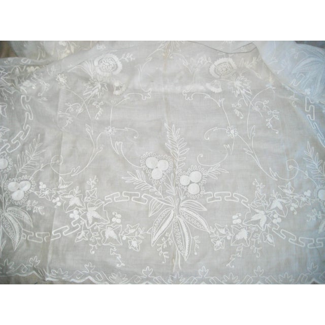 French Embroidered Curtain Sheer Antique Cornely 19 Century For Sale - Image 9 of 14