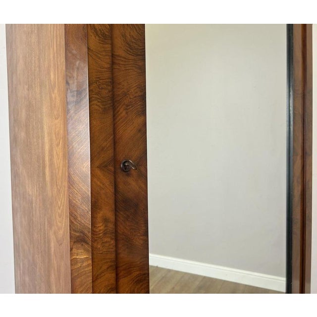 Brown Antique French Carved Burr Walnut and Mirrored Wardrobe For Sale - Image 8 of 18