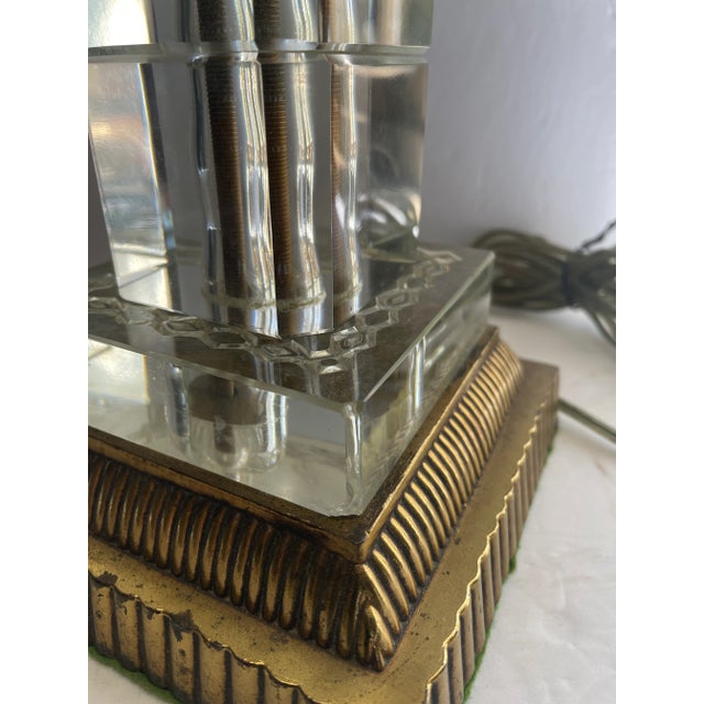 Metal Mid Century Modern Stacked Glass Table Lamp For Sale - Image 7 of 9