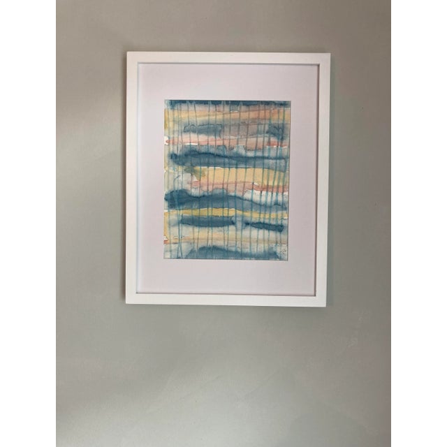 Ink Blue Contemporary Original Watercolor Abstract Painting on Paper by Stephanie Cate For Sale - Image 8 of 8