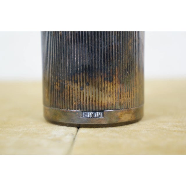 Late 20th Century Tiffany & Co Ribbed Round Cylindrical Silver Plate Table Lighter For Sale - Image 10 of 13