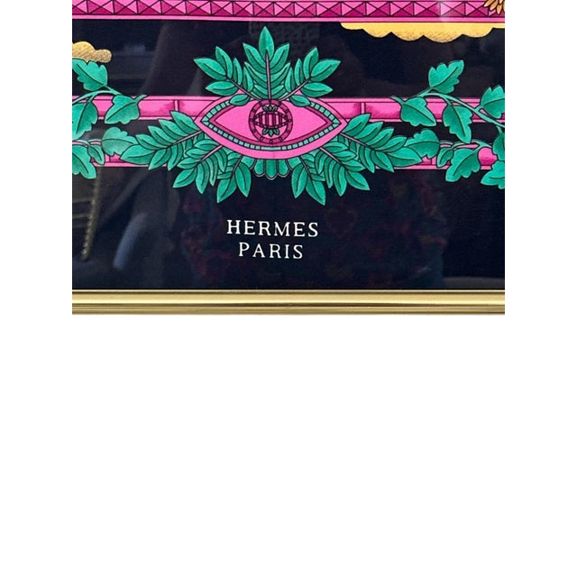 1990s Vintage Framed Silk Hermes Carre "Doves of Peace" Scarf For Sale - Image 5 of 6