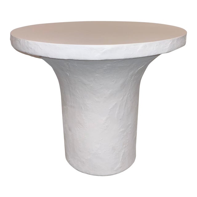 Organic Modern White Plaster and Concrete Accent Table Chairish