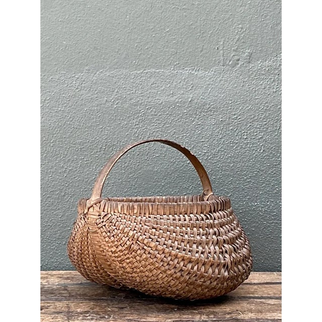 Vintage Shaker Style Rattan Basket For Sale - Image 9 of 12
