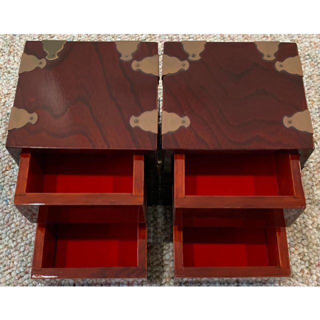 Korean chest jewelry box with decorative brass corners