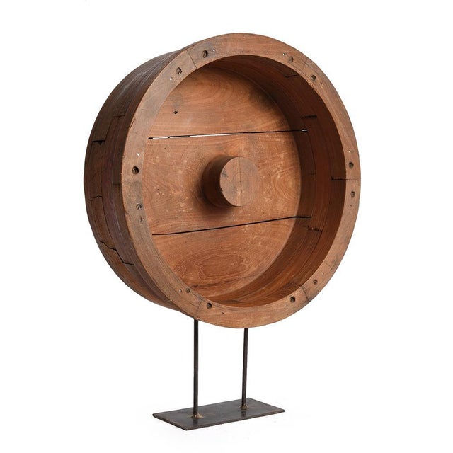 Wooden Wheel Sculpture For Sale - Image 4 of 4