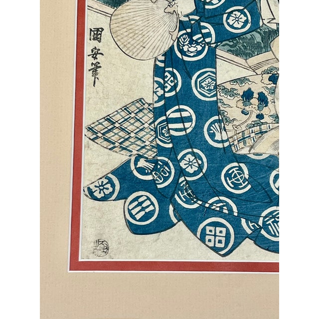 Mid 19th Century Mid 19th Century Japanese Woodbock Tryiptych Utagawa Kuniyasu (1794–1832), For Sale - Image 5 of 10
