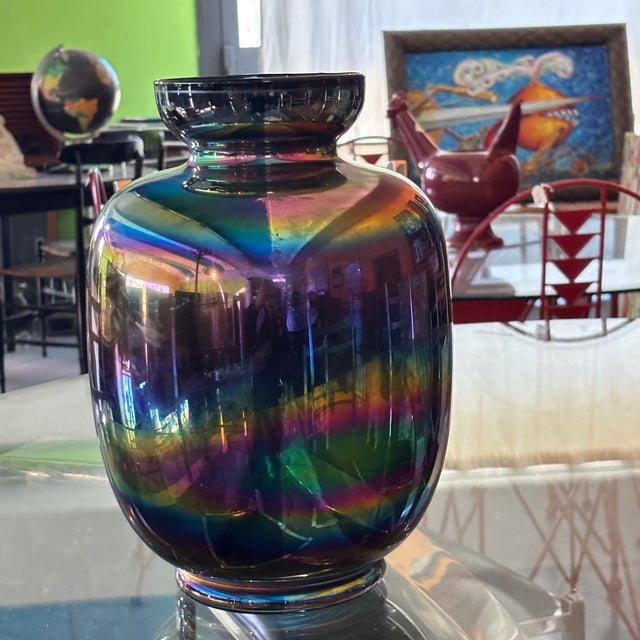 Iridescent Murano Glass Vase by Sergio Asti for Venini, 1980s For Sale - Image 9 of 9