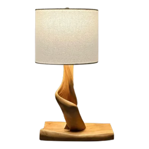 Vintage Folk Art Twisted Maple Table Lamp, Circa 1950s