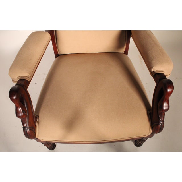 Beige Louis Philippe Mahogany Armchair With Swan Carved Arms For Sale - Image 8 of 11