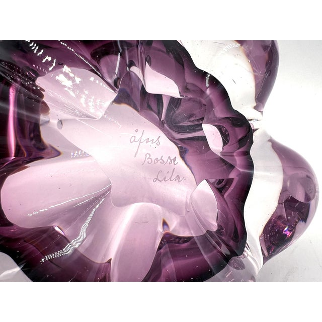 Glass Mid-Century Signed Åfors Bosse ‘Lila’ Amethyst Purple Sommerso Scandinavian Art Glass Bowl – Scandinavian Modern, Contemporary For Sale - Image 7 of 13