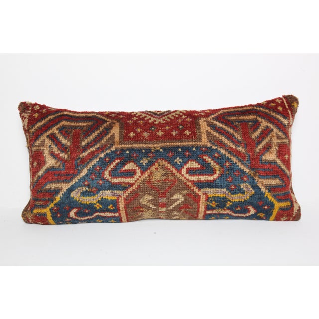 Textile Antique Tribal Turkish Blue Tones Sofa Rug Pillow Cover -14'' X 31'' For Sale - Image 7 of 8